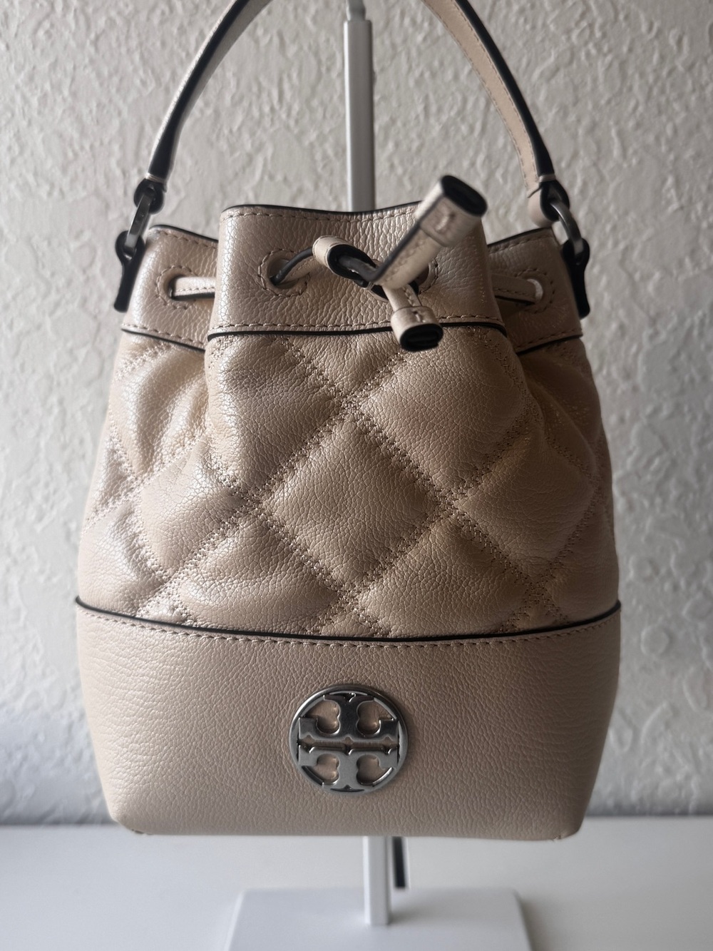 Tory Burch Willa Mini Leather Drawstring Bucket Bag